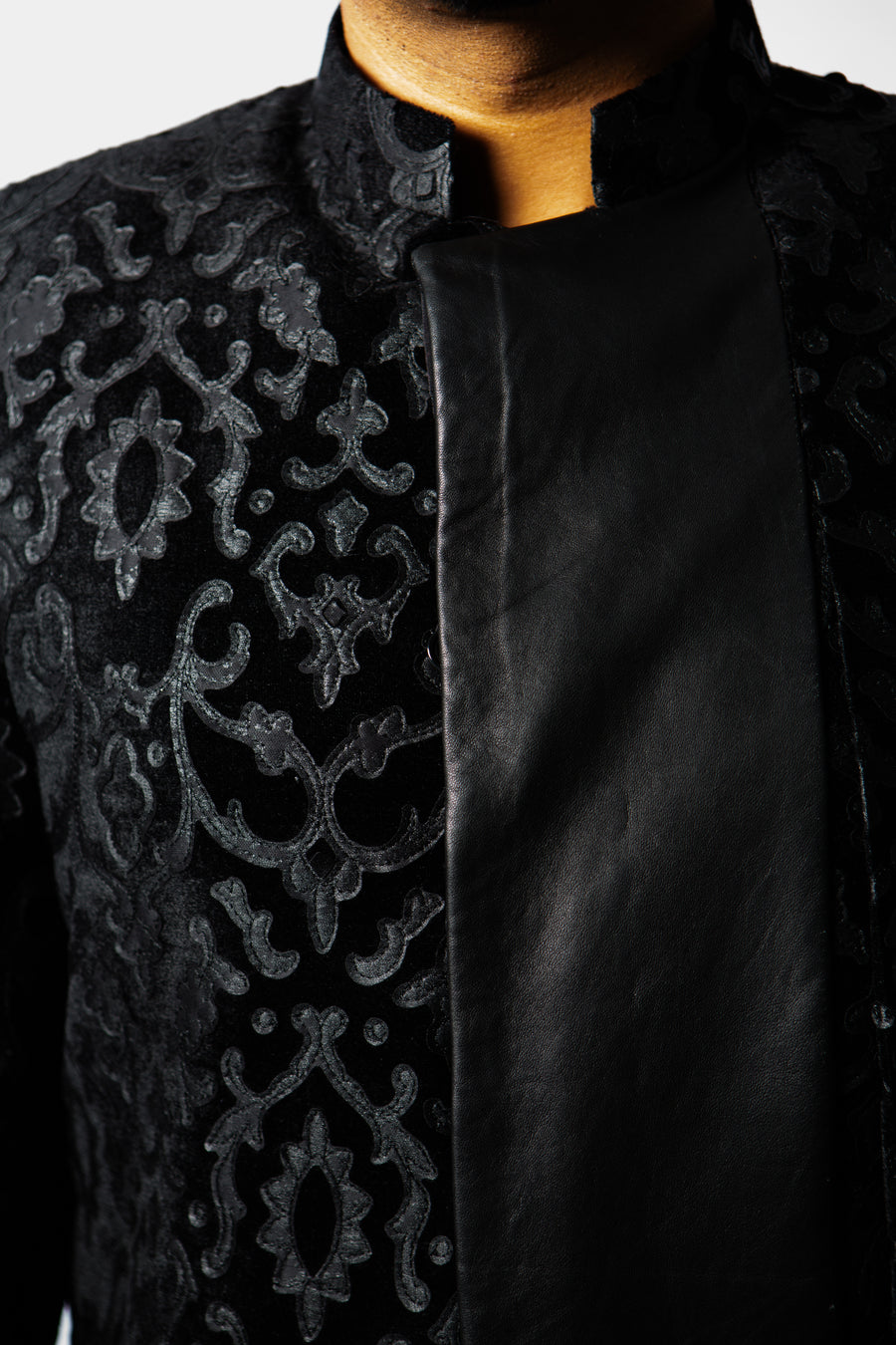 NAWABI NECTAR LASER CUT LEATHER JACKET