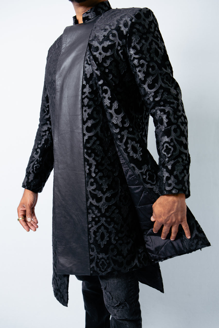 NAWABI NECTAR LASER CUT LEATHER JACKET