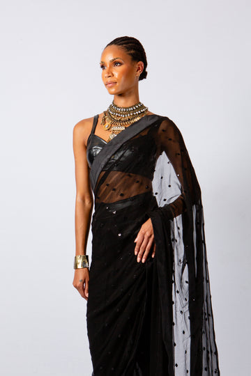 ONYX MAJESTY EMBROIDERED SARI